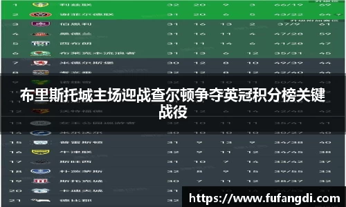 布里斯托城主场迎战查尔顿争夺英冠积分榜关键战役